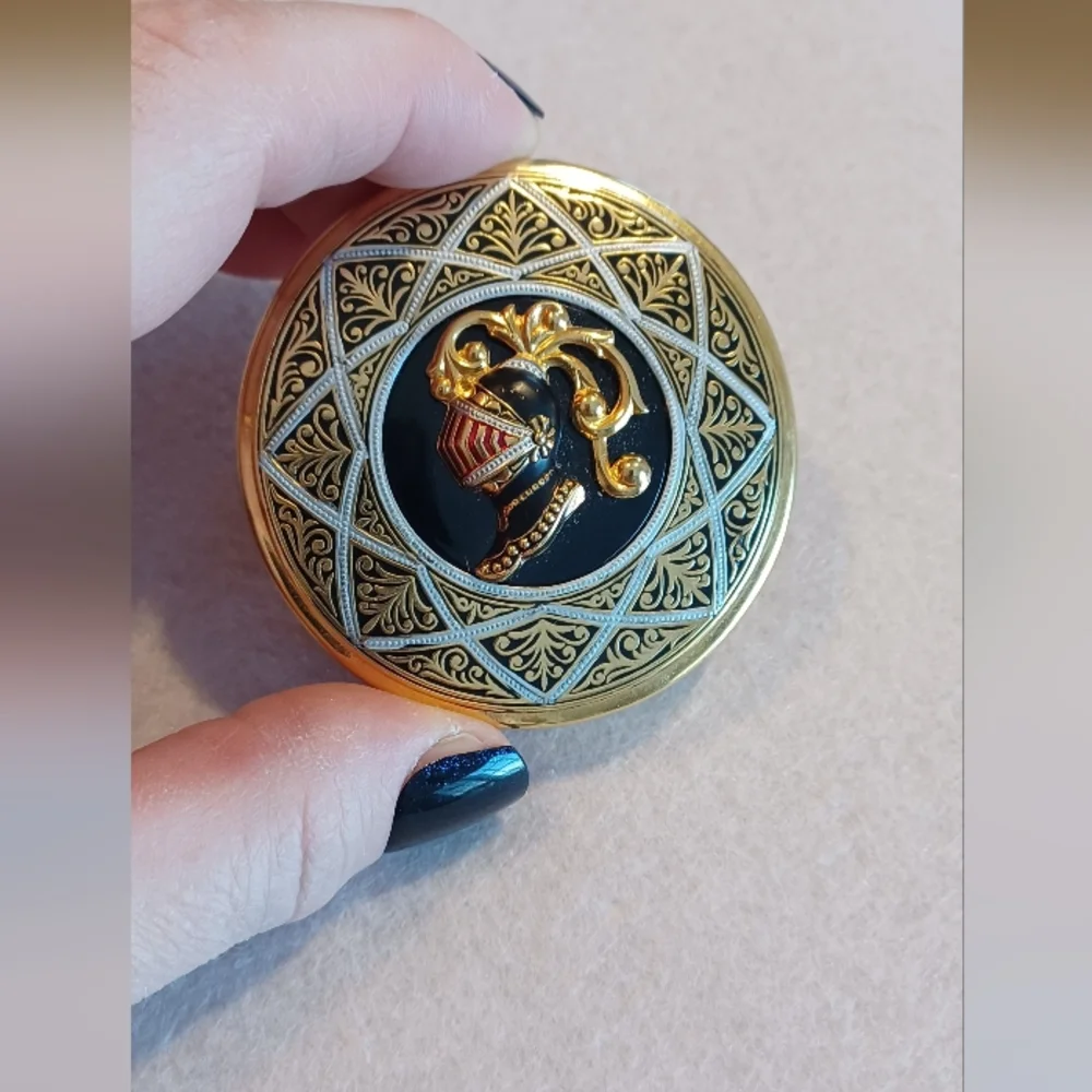 Vintage Damascene Knight Powder Mirror